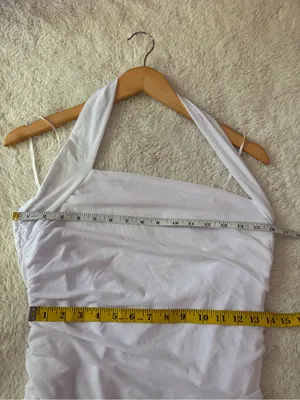 Lulus Attractive Radiance White Mesh Ruched Halter Mini Dress Size XXL Bridal thumbnail 7