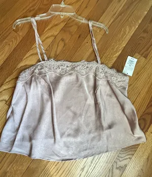 a new day Dusty Rose Lace-Trim Satin Camisole thumbnail 1
