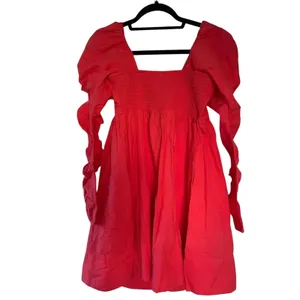 FREE PEOPLE Lindsay Babydoll Dress in Bella Rosa Red Size L New w/ Tag MSRP $138 thumbnail 12
