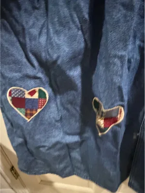 Melissa Collection Vintage Denim Button-Front Dress with Patchwork Hearts, Size thumbnail 3