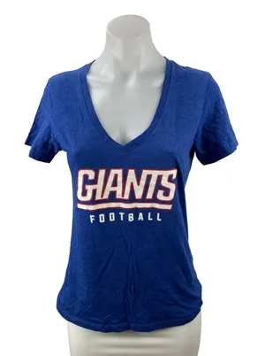 NFL Team Apparel New York Giants Football Women's Blue V Neck T Shirt Tee Top M thumbnail 1