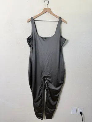 SKIMS All-In-One Shine Square‎ Neck Tank Jumpsuit Gunmetal Bodysuit Size 4X thumbnail 10