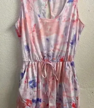 🆕Lightweight Lavender Peach Tie Dye Romper M🆕 Orange Size M thumbnail 9