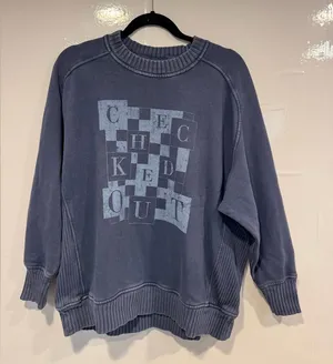 Blue Aerie the chill‎ crew Checked Out graphic sweatshirt thumbnail 1