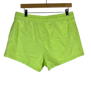 Tommy Hilfiger Logo Patch Solid Sweat Shorts Neon Lime Green Streetwear Size L thumbnail 4