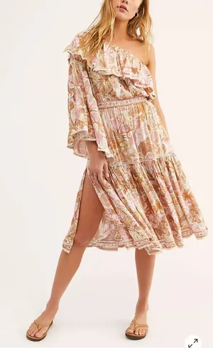 Spell‎ Jungle One-Shoulder Boho Lace Midi Dress Women’s Sz S thumbnail 1