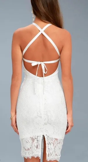 White Lace Graduation Dress thumbnail 3