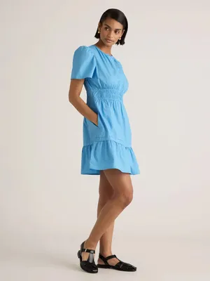 NWOT Quince | 100% Organic Cotton Poplin Tiered Mini Dress, Small thumbnail 2