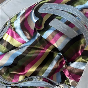 Tignanello rare Blue Leather Shoulder Bag multi striped interior thumbnail 3