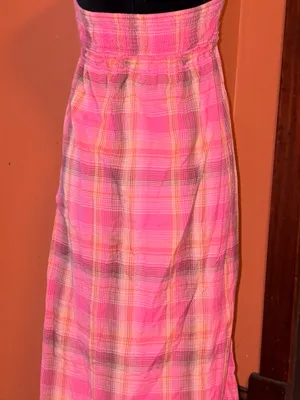 H&M Y2K Pink Plaid Maxi dress thumbnail 5