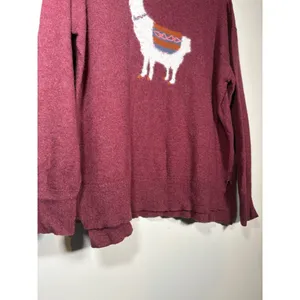 Sundance Sweater Burgundy‎ Llama Graphic Wool Blend Boho Warm Winter Large thumbnail 3