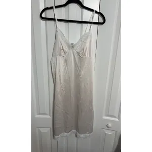 Vintage Style Satin Slip Dress Lace‎ Trim Cream Romantic Coquette Small thumbnail 4