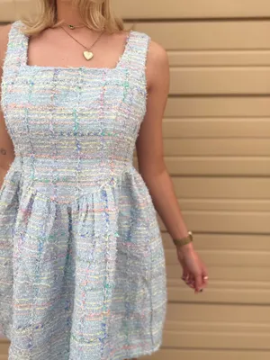 Aureum Colorful Tweed Basque Waist Dress thumbnail 2