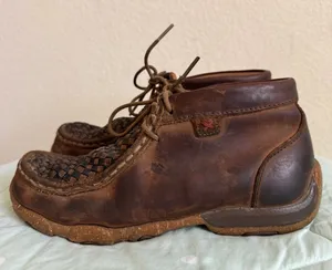 Twisted X Brown Woven Leather Lace-Up Chukka Ankle Boots Round Toe US 4 thumbnail 1