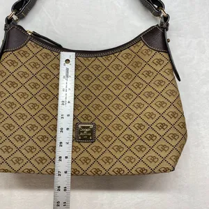 Dooney & Bourke Signature Canvas Hobo Bag Brown‎ Leather Trim Handbag thumbnail 7
