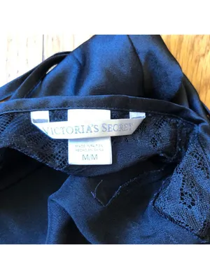 Victoria's Secret NWOT Vintage 1990s Women's Satin Black Lacy Slip Nightgown M thumbnail 5