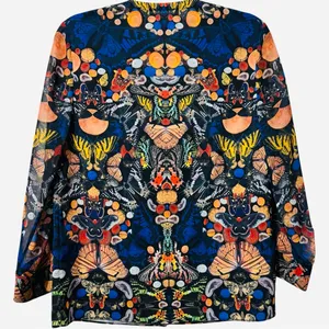 Alice + Olivia Eloise Butterfly‎ Top Painterly Kaleidoscope Printed LS Blouse XS thumbnail 2