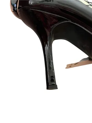 Nine West Peep Toe Pumps Stiletto Heel Patent Black 8.5M thumbnail 7