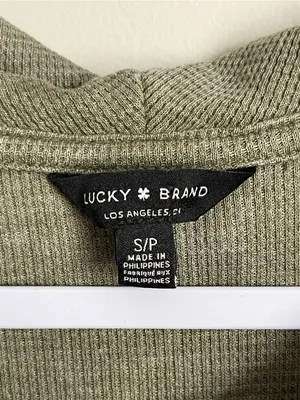 LUCKY BRAND | Olive Green Cowl Neck Henley Top Sz S thumbnail 5