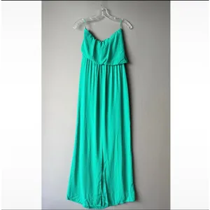 Express S Green Maxi Dress Strapless Popover Coastal Resortwear‎ Beachy NWT thumbnail 7