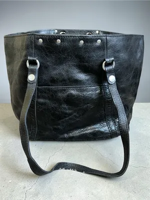 Patricia Nash Benvenuto Large Black Leather Stud-Accent Tote Bag thumbnail 2