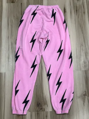 Aviator Nation Pink Lightning Bolt Sweatpants Women’s XS thumbnail 3