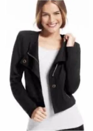 CAbi #615 Black Ponte Knit Moto Jacket thumbnail 1