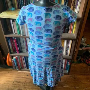 Fresh Produce XS fish print tulip sleeve fit & flare knit dress thumbnail 3