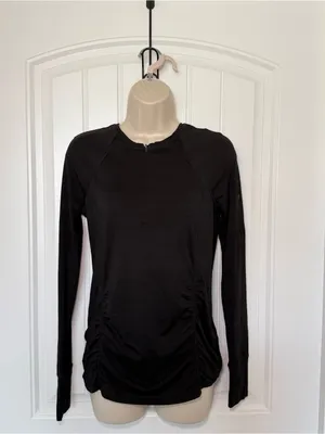 Athleta Small Black Pacifica Contoured Long Sleeve Quarter Zip Shirt Athletic thumbnail 2