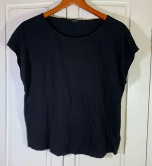 Lauren Ralph Lauren Black Cotton Modal Cap Sleeve Basics Top XL Preppy Minimal thumbnail 1