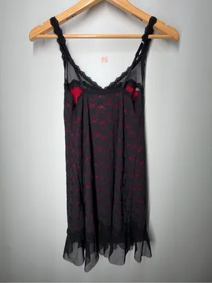 Y2K Arianne Black Red Lace Slip Dress Whimsigoth Dark Romantic Goth Femme Fatale thumbnail 8