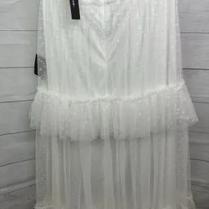 Lulus Women L White Tulle Swiss Dot Strapless Tiered Midi Dress NEW Romantic thumbnail 10