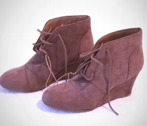 Wet Seal New Wedge Lace Up Brown Boots thumbnail 1