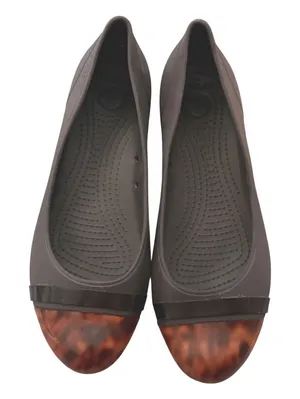 Crocs Cap Toe Tortoise Shell Flats Espresso Brown Womens Size 10 Ballet Shoes thumbnail 1
