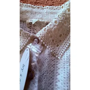Ivy & Sage Lace Button Blouse Cream Romantic Puff Sleeve Shirt M NWT thumbnail 10