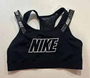 Nike Dri-FIT Black Sports Bra Size M | Medium Support Logo Elastic Strap Activew thumbnail 1
