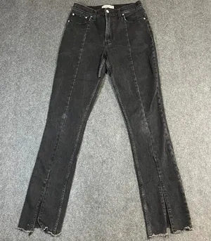 Abercrombie & Fitch High Rise‎ Skinny Jeans Black Front Seam Slit Hem 28 6L thumbnail 1
