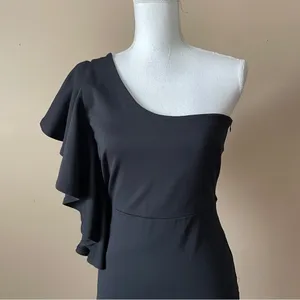 LULU'S | Live my Life Black One-Shoulder Bodycon Dress Sz M thumbnail 4