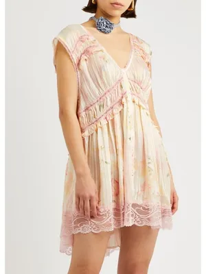 Free People Spring Fling Mini Dress in Tea Combo Medium New Womens Lace Boho thumbnail 13