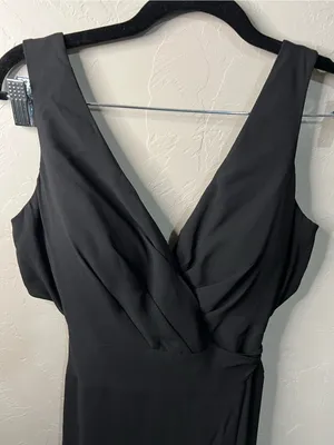 Morilee Madeline Gardner 21681 Black Cutout Tie Waist Slit Chiffon Maxi Dress thumbnail 3