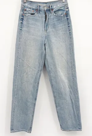 American Eagle Womens Light Wash Distressed Classic 90s Baggy Jean Size 4R thumbnail 1