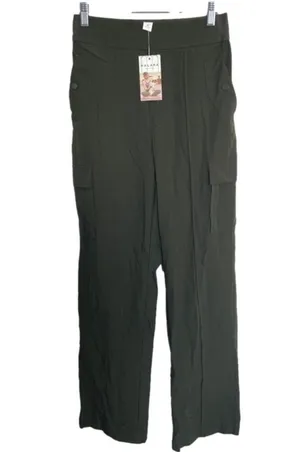 HALARA Green High Waisted Multiple Pocket Wide Leg Nylon Cargo Pants Small NWT thumbnail 1