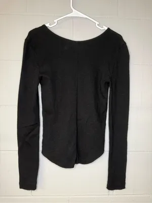 We The Free Tate Keyhole Ribbed Long Sleeve Top in Black Women’s Size Medium thumbnail 3