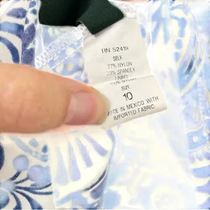 Lauren Ralph Lauren Blue & White Floral Print Halter Tankini Swimsuit Top 10 thumbnail 6