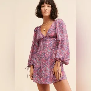 FOR LOVE & LEMONS nwt Tonya mini long sleeve open back dress xs/s fit thumbnail 2