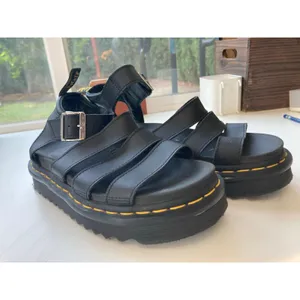 Dr Martens Blaire Edgy Grunge Lite Chunky Platform Strap Black Leather Sandals 6 thumbnail 3
