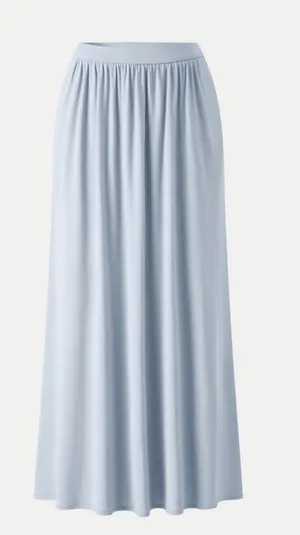 OGL Soft Linen Knit Gathered A-Line Maxi Skirt Dew Sky Blue Size S thumbnail 1