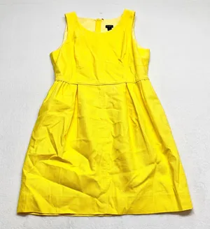 J.Crew Piqué Fit & Flare Dress‎ Womens 12 Yellow Sleeveless Cotton 50344 Size 12 thumbnail 1