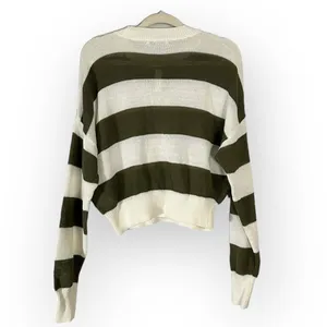 J.Crew Loose-Knit Crewneck Sweater Women's Small Off White Green Long Sleeve NWT thumbnail 4