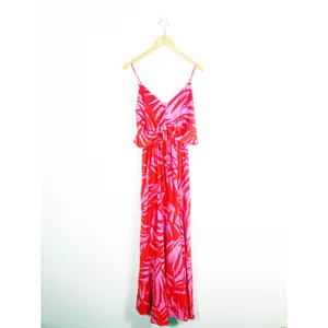 Vici Pink Red Tropical Print Maxi Dress Small Sleeveless Beach Vacation thumbnail 4